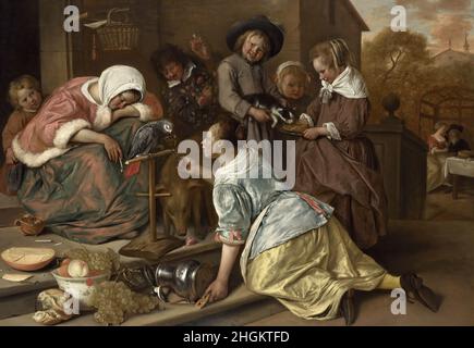 Gli effetti dell'intemperanza - 1663 65 - olio sul legno 76 x 106,5 cm - Steen Jan Foto Stock