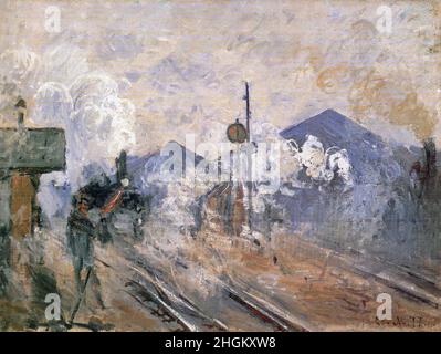 Les Voies à la sortie de la gare Saint-Lazare - 1877 - olio su tela 60,5 x 81,1 cm - Monet Claude Foto Stock