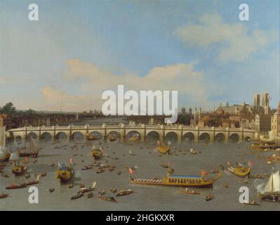 Canal Giovanni Antonio (Canaletto) - New Haven - Galleria d'Arte dell'Università di Yale - Ponte di Westminster, con la processione del Signore Sindaco sul Tamigi (1747) (olio su tela 127,6 x 95,9 cm) Foto Stock