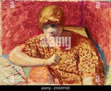 Bonnard Pierre - Collezione privata - la robe de chambre rouge ou le corsage orangé - Marthe Bonnard - olio su tela 53,4 x 69 cm - Foto Stock