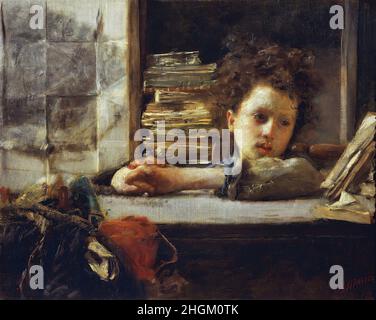 Lo studio - 1875 - olio su tela no info - Mancini Antonio Foto Stock