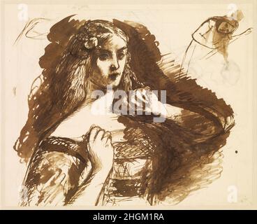 Dante Gabriel Rossetti - mezza lunghezza schizzo di una giovane donna Foto Stock