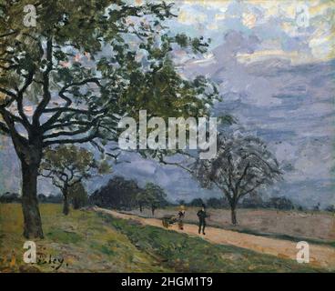 La strada da Versailles a Louveciennes - 1879c. - olio su tela 45,7 x 55,9 cm - Sisley Alfred Foto Stock