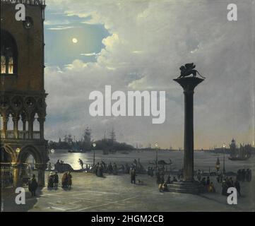 Caffe Ippolito - Collezione privata - Venezia, veduta notturna di Piazza San Marco con il Palazzo Ducale - data sconosciuta - olio su tela 54 x 64,6 cm - Foto Stock