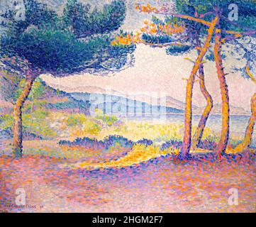 Pini lungo la riva - 1896 - olio su tela 54,3 x 65,4 cm - Croce Henri-Edmond Foto Stock