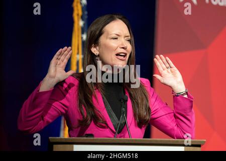 Austin, Texas, Stati Uniti. 21st Jan 2022. L'ex consigliere della Casa Bianca di Trump BROOKE ROLLINS parla del suo tempo nell'ala ovest durante la conferenza politica della Fondazione per la Politica pubblica del Texas ad Austin. Rollins ora dirige un think tank conservatore a Washington, DC (Credit Image: © Bob Daemmrich/ZUMA Press Wire) Credit: ZUMA Press, Inc./Alamy Live News Foto Stock