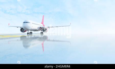 Aeroplano in piedi su una pista, illustrazione Foto Stock