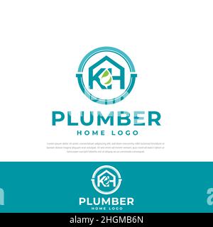 Home Plumbing design logo,Company vettore design modello,simbolo,icone Illustrazione Vettoriale