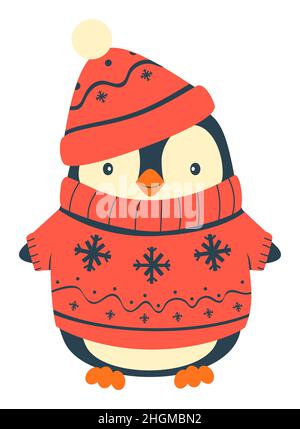 Penguin cartoni animati clip art. Carino Natale pinguino illustrazione vettoriale Illustrazione Vettoriale