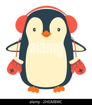 Penguin cartoni animati clip art. Carino Natale pinguino illustrazione vettoriale Illustrazione Vettoriale