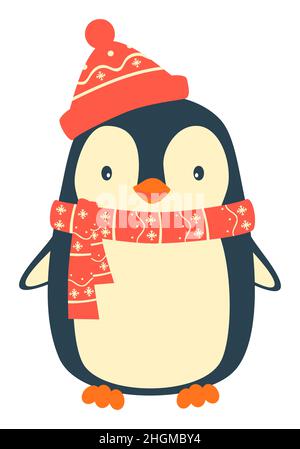 Penguin cartoni animati clip art. Carino Natale pinguino illustrazione vettoriale Illustrazione Vettoriale