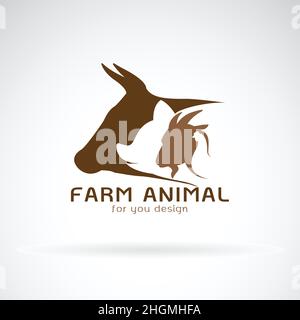 Gruppo vettoriale dell'etichetta dell'azienda agricola animale. Mucca, maiale, pollo, capra. Icona animale.semplice illustrazione vettoriale a livelli modificabile. Illustrazione Vettoriale