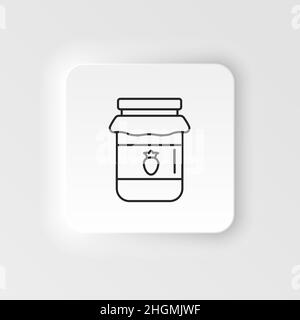 Icona vettore di cibo e bevande di stile neumorfico. Jam Jar line icon. Segno di stile lineare per concetto mobile e web design. Icona vettoriale di inceppamento del vaso di vetro Illustrazione Vettoriale