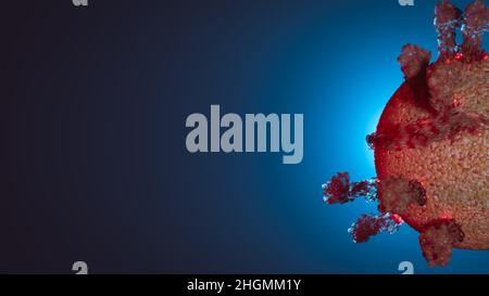 Covid-19 variante sottotipo omicron variante sottocampi omicron coronavirus versione stealth di Omicron BA.2 con rendering spazio negativo 3D Foto Stock