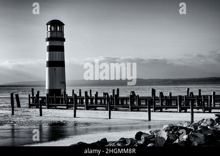 Il faro di Podersdorf sul lago Neusiedl. Foto Stock