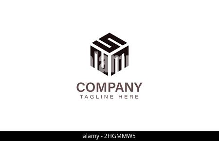 Logo lettera SNM, logo a tre lettere, modello di icone vettoriali forma esagonale Alphabet S N M. Illustrazione Vettoriale