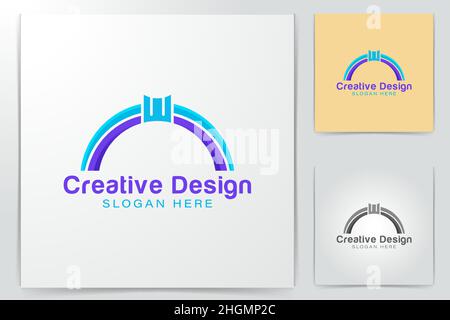 Idee del logo del ponte. Design del logo Inspiration. Illustrazione Vettore Modello. Isolato Su Sfondo Bianco Illustrazione Vettoriale