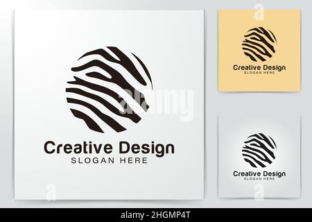 Zebra. Lion. Tiger skin texture logo idee. Design del logo Inspiration. Illustrazione Vettore Modello. Isolato Su Sfondo Bianco Illustrazione Vettoriale