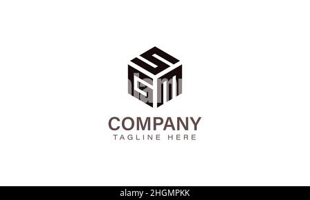 Logo Letter SGM, Logo a tre lettere, modello di icona vettoriale a forma esagonale Alphabet S G M. Illustrazione Vettoriale