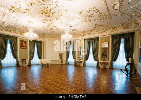 Mir, Bielorussia. Esposizione al terzo piano è Ritratto Hall in Castello complesso Museo. Famoso punto di riferimento, Ensemble architettonico del feudalesimo, antico Foto Stock