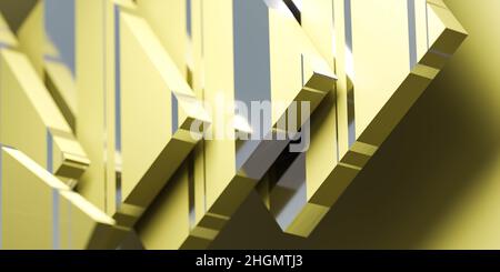 sfondo di forma geometrica in metallo giallo e argento 3d rappresentazione grafica Foto Stock