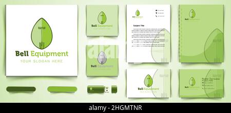 Leaf and Garden tools logo and business card branding template design inspiration Isolated On white Backgrounds Stock Vector