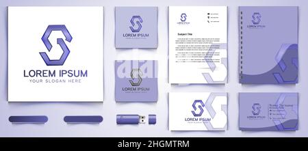 green Letter s modern Logo and business card branding template design inspiration Isolated On white Backgrounds Illustrazione Vettoriale