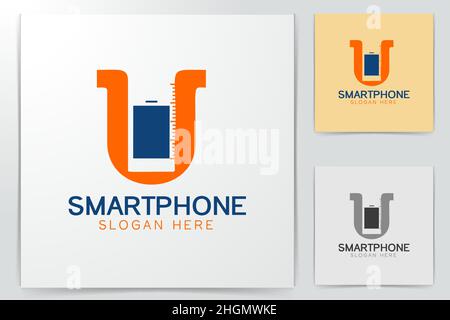 Lettera U e telefono disegni Logo ispirazione isolata su sfondo bianco Illustrazione Vettoriale