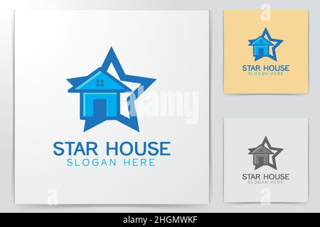Casa, Home star disegni Logo ispirazione isolata su sfondo bianco Illustrazione Vettoriale