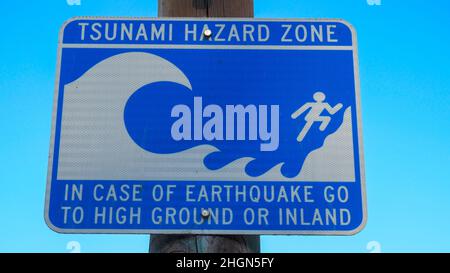 Tsunami Hazard Sign , Monterey, California USA