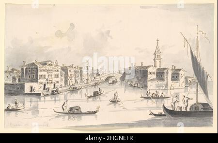 Vista di Murano ca. 1804–28 Giacomo Guardi Italian questa è una serie di disegni, tutti a penna e inchiostro, e grigio lavaggio, che facevano parte di un album che contiene quarantotto vedute di Venezia e delle isole circostanti. Riconoscendo l'incentivo del mercato a produrre disegni piuttosto prosaici come custodi per turisti in visita, Giacomo fece numerosi album di questo tipo, ripetendo le composizioni secondo necessità. La vista di Piazza San Marco, che inizia la serie numerata, deriva probabilmente da alcuni disegni, dipinti o stampe precedenti. Il colonnello Edward Roche, un gentleman irlandese, prima possedeva la Lehman albu Foto Stock