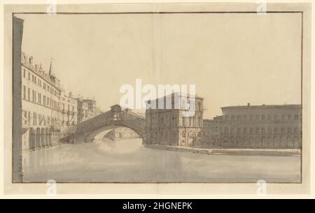 Il Canal Grande con il Ponte di Rialto, dal Nord ca. 1736–37 Bernardo Bellotto Italiano. Il Canal Grande con il Ponte di Rialto, da Nord. Bernardo Bellotto (Venezia 1722–1780 Varsavia). CA. 1736–37. Penna e inchiostro marrone, lavaggio grigio. Disegni Foto Stock