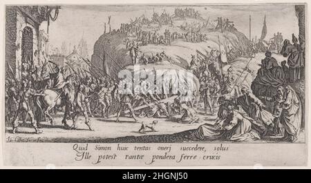 Le Portement de Croix (Cristo che porta la Croce), dalla Grande Passione ca. 1619–24 Jacques Callot Francese. Le Portement de Croix (Cristo che porta la Croce), dalla Grande Passione. La Grande Passione. Jacques Callot (francese, Nancy 1592–1635 Nancy). CA. 1619–24. Acquaforte; primo stato di tre (Lieure). Stampa Foto Stock