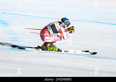 SIEBENHOFER Ramona (AUT) in azione durante la FIS Ski World Cup 2022 - Women's Down Hill, gara di sci alpino a Cortina d'Ampezzo, Italia, gennaio 22 2022 Foto Stock