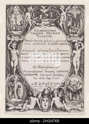 Frontespizio, da 'Gloriosissimae' 17th secolo Jacques Callot francese. Frontespizio, da 'Gloriosissimae'. Jacques Callot (francese, Nancy 1592–1635 Nancy). 17th secolo. Acquaforte; terzo stato di tre (Lieure). Stampa Foto Stock