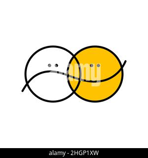 Logo della persona felice e infelice. Icona gialla terapia. Persone positive e negative. Tristezza e gioia concetto Illustrazione Vettoriale