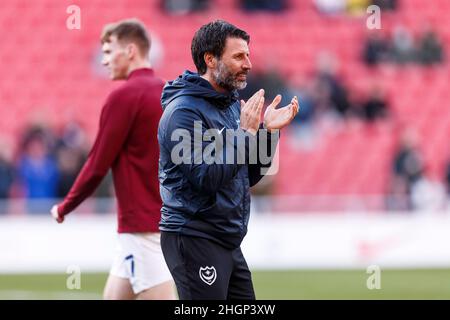 Sunderland, Regno Unito. 22nd Jan 2022. Il responsabile di Portsmouth Danny Cowley prima della partita della Sky Bet League One tra Sunderland e Portsmouth allo Stadium of Light il 22nd 2022 gennaio a Sunderland, Inghilterra. (Foto di Daniel Chesterton/phcimages.com) Credit: PHC Images/Alamy Live News Foto Stock