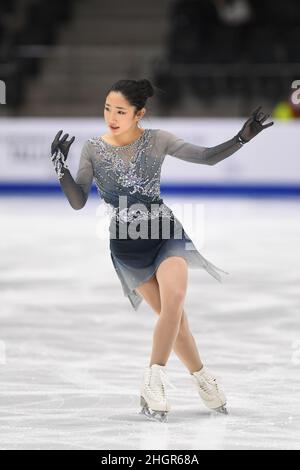 Jocelyn HONG (NZL), durante lo Skating libero delle donne, al campionato ISU Four Continents Figure Skating 2022, al Tondiraba Ice Hall, il 22 gennaio 2022 a Tallinn, Estonia. Credit: Raniero Corbelletti/AFLO/Alamy Live News Foto Stock