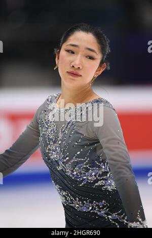 Jocelyn HONG (NZL), durante lo Skating libero delle donne, al campionato ISU Four Continents Figure Skating 2022, al Tondiraba Ice Hall, il 22 gennaio 2022 a Tallinn, Estonia. Credit: Raniero Corbelletti/AFLO/Alamy Live News Foto Stock
