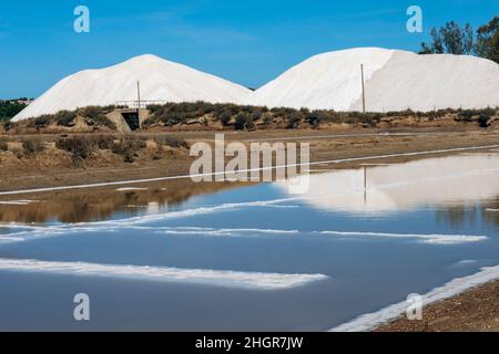 Metodo di evaporazione solare in produzione di sale. Foto Stock