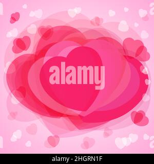 Buon San Valentino bella cute sfondo con cuori. San Valentino colouerd rosa bg. Cadere in congrats di amore, concetto di immagine. Gra astratto isolato Illustrazione Vettoriale