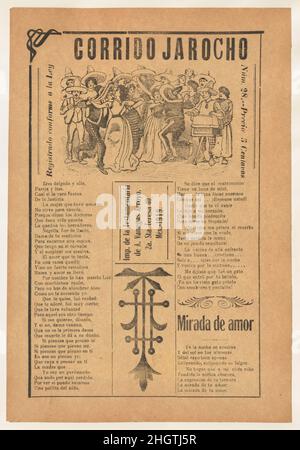 Scheda con due ballate d'amore narrative del corrido, coppie multiple che ballano 1919 (pubblicato) José Guadalupe Posada. Scheda di espansione con due ballate d'amore narrative del corrido, coppie multiple che ballano. José Guadalupe Posada (messicano, 1851-1913). 1919 (pubblicato). Rilievo fotografico e stampa letterina su carta abbronzata. Antonio Vanegas Arroyo (1850-1917, messicano). Stampa Foto Stock