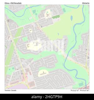 Elms-Old Rexdale, Toronto, Canada, Ontario, N 43 43' 17'', W 79 32' 56''', mappa, mappa senza tempo pubblicata nel 2021. Viaggiatori, esploratori e avventurieri come Florence Nightingale, David Livingstone, Ernest Shackleton, Lewis and Clark e Sherlock Holmes si sono affidati alle mappe per pianificare i viaggi verso gli angoli più remoti del mondo, Timeless Maps sta mappando la maggior parte delle località del mondo, mostrando il successo di grandi sogni Foto Stock