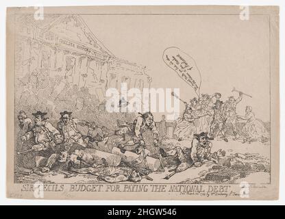 Bilancio di Sir Cecil per il pagamento del debito nazionale 30 marzo 1784 Thomas Rowlandson. Bilancio di Sir Cecil per il pagamento del debito nazionale. Thomas Rowlandson (British, Londra 1757–1827 Londra). Marzo 30, 1784. Acquaforte. Elizabeth Darchery (British, attivo dal 1780 al 84). Stampa Foto Stock