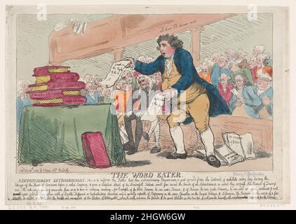 The Word-Eater 30 dicembre 1786 Thomas Rowlandson. Il Word-Eater. Thomas Rowlandson (British, Londra 1757–1827 Londra). Dicembre 30, 1786. Incisione colorata a mano. S. W. Fores (Londra). Stampa Foto Stock