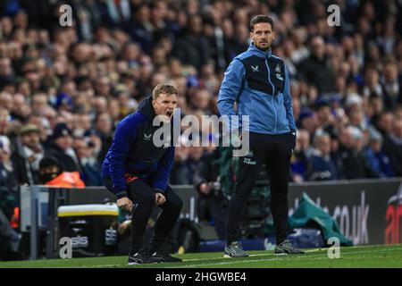 Eddie Howe manager del Newcastle United reagisce Newcastle United a Elland Road, Leeds, Regno Unito. 22nd Jan 2022. Credit: News Images /Alamy Live News Foto Stock