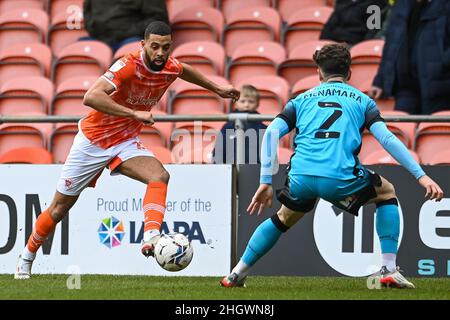 CJ Hamilton #22 di Blackpool in azione durante la partita in, il 1/22/2022. (Foto di Craig Thomas/News Images/Sipa USA) Credit: Sipa USA/Alamy Live News Foto Stock