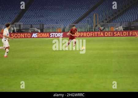 Roma, Lazio, Italia. 20th Jan 2022. Allo Stadio Olimpico di Roma, Roma batte Lecce 3-1 e avanza al quarterfinale di 'Frecciarossa Coppa Italia'.in questa pucture: (Credit Image: © Paolo Pizzi/Pacific Press via ZUMA Press Wire) Foto Stock