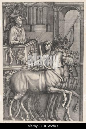 Il Trionfo di Marco Aurelio 1550 Nicolas Beatrizet. Il Trionfo di Marco Aurelio. Speculum Romanae Magnificentiae. Nicolas Beatrizet (francese, Lunéville 1515–ca. 1566 Roma (?)). 1550. Incisione; primo stato. Stampa Foto Stock