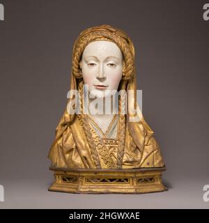 Reliquary Bust of a Female Saint early 16th century South Netherlandish. Reliquary Bust of a Female Saint. South Netherlandish. early 16th century. Oak, paint, gilt. Made in Brabant, South Netherlands. Sculpture-Wood Stock Photo